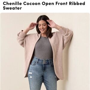 Torrid Chenille‎ Cocoon Open Front Ribbed Sweater Size 1